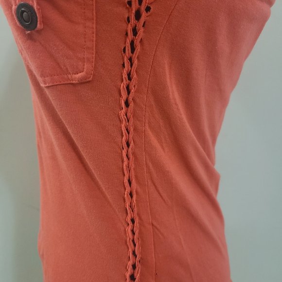 Sexy GOLDDIGGA Y2K Burnt Orange and Copper/Gold Short Sleeved Polo Shirt - Picture 7 of 9